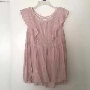 pink and cream blouse